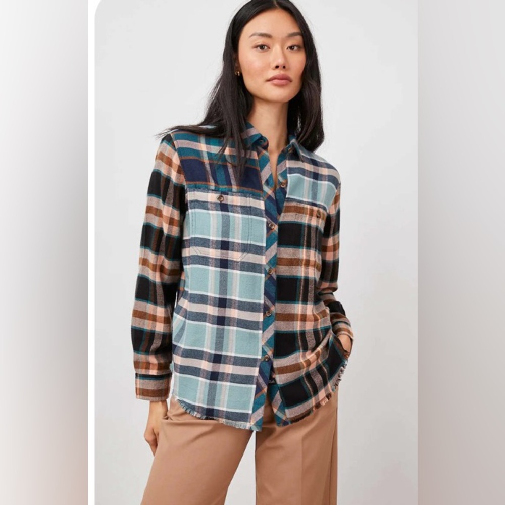 NWT Rails Brando Heathrow Mixed Plaid Button-Down Shirt - S